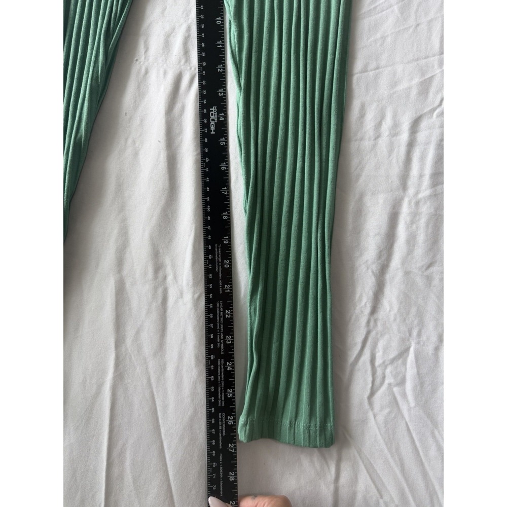 Sorelle UK 3 Piece Ribbed Set Green Crop Top Cardigan Pants Set S NWT - Picture 7 of 11